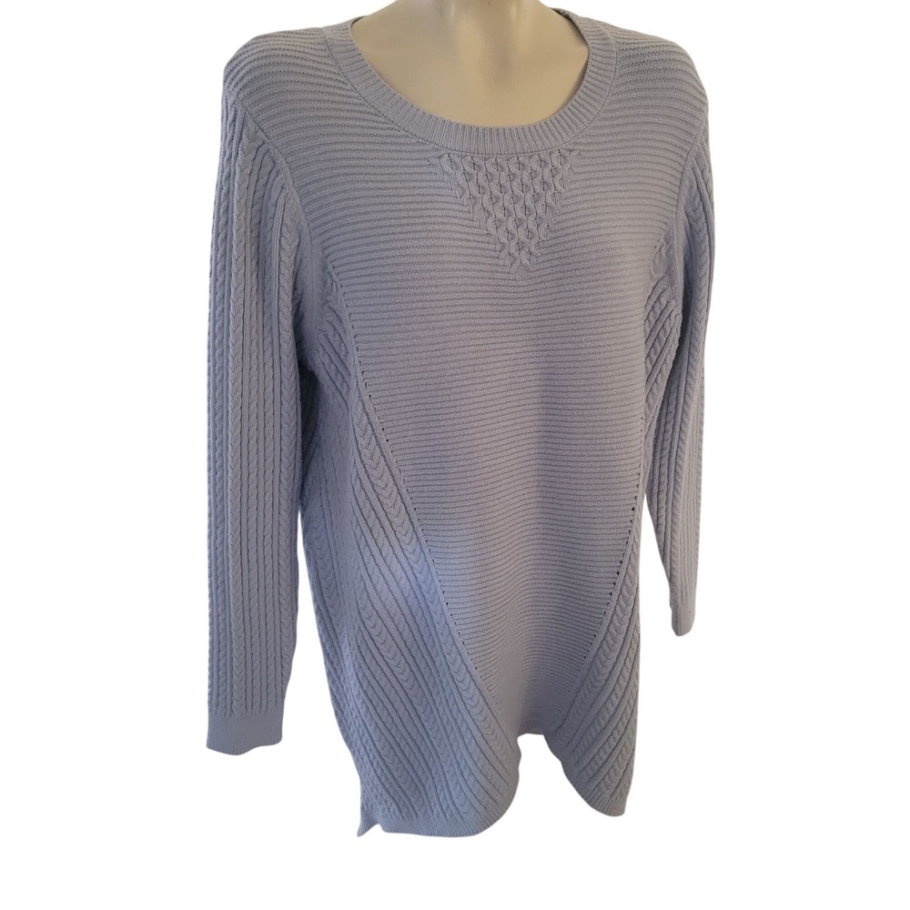 Picadilly Canada Womens Lavender Knit Sweater Long Sleeve L Soft & Warm Design